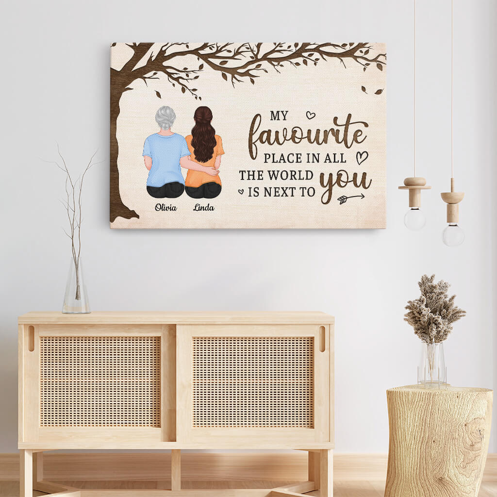Personalized Family Canvas Art: 'My Favorite Place Is Next To You' Gift