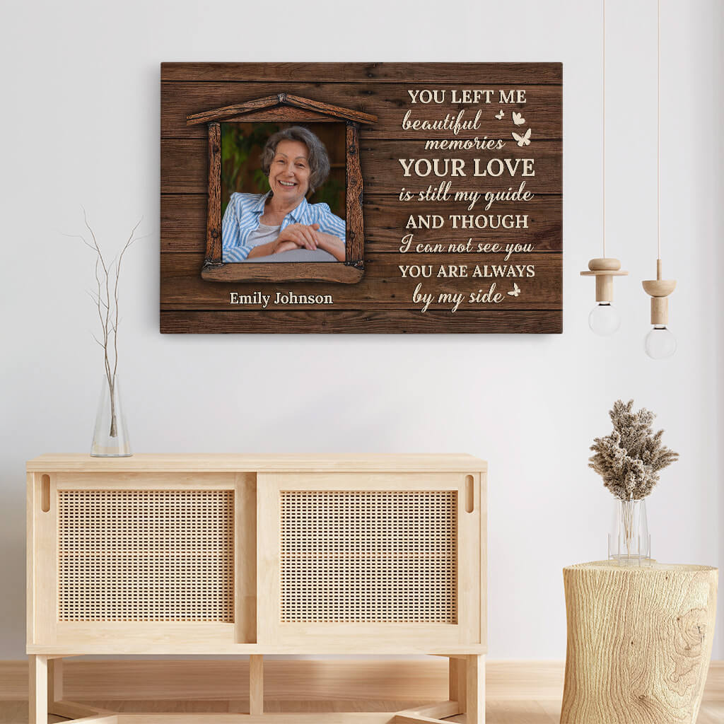 Personalized 'Always By My Side' Memorial For Loved One Photo Canvas Keepsake Gift