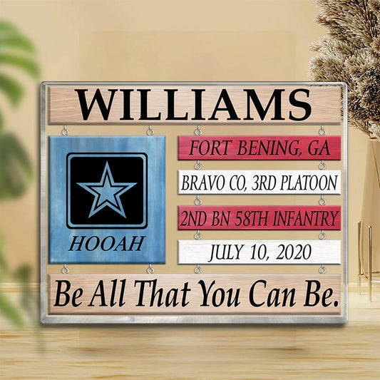 Custom US Army Boot Camp Graduation Acrylic Plaque - Gift for Soldier or Veteran
