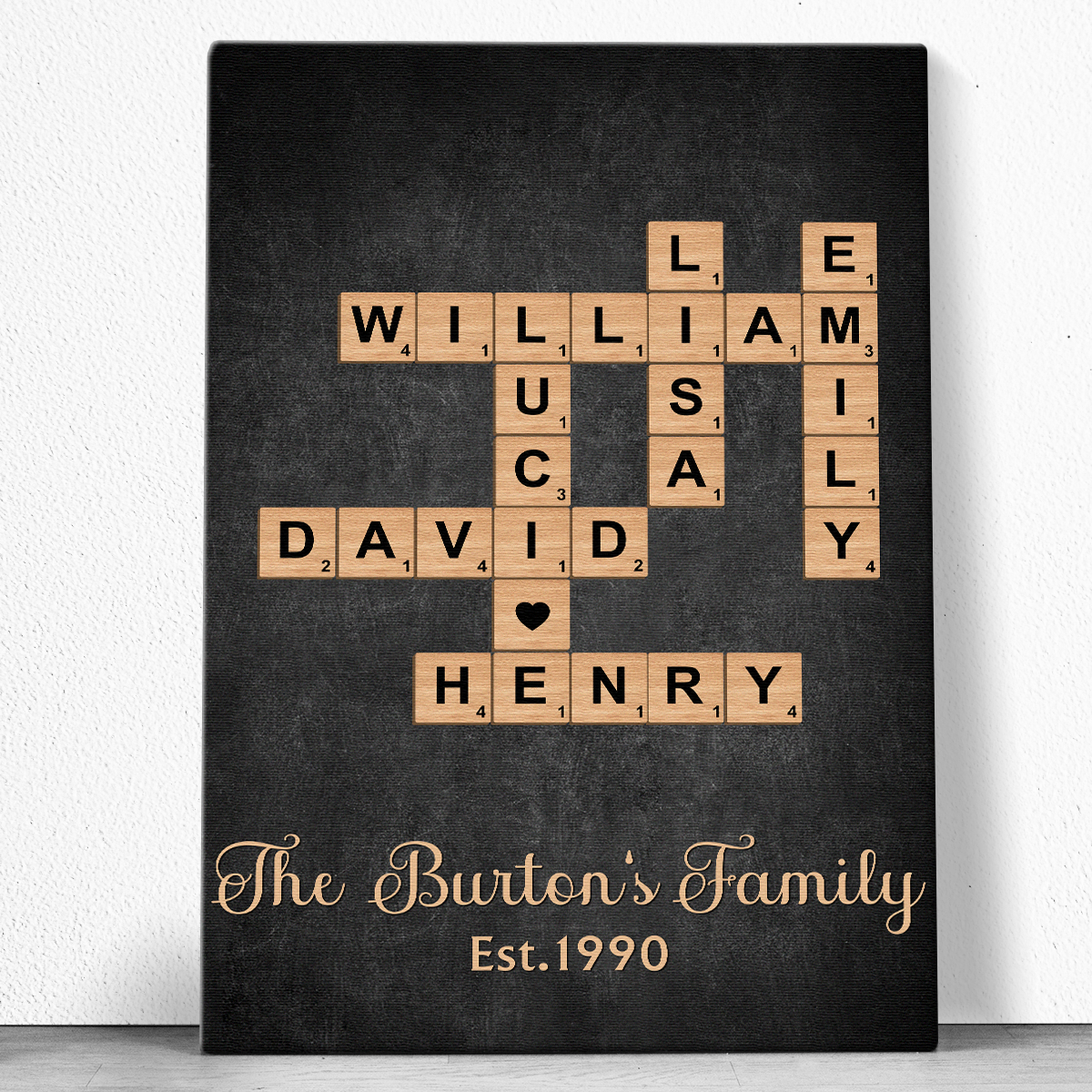 Family Crossword Art - Personalized Customized Canvas/poster