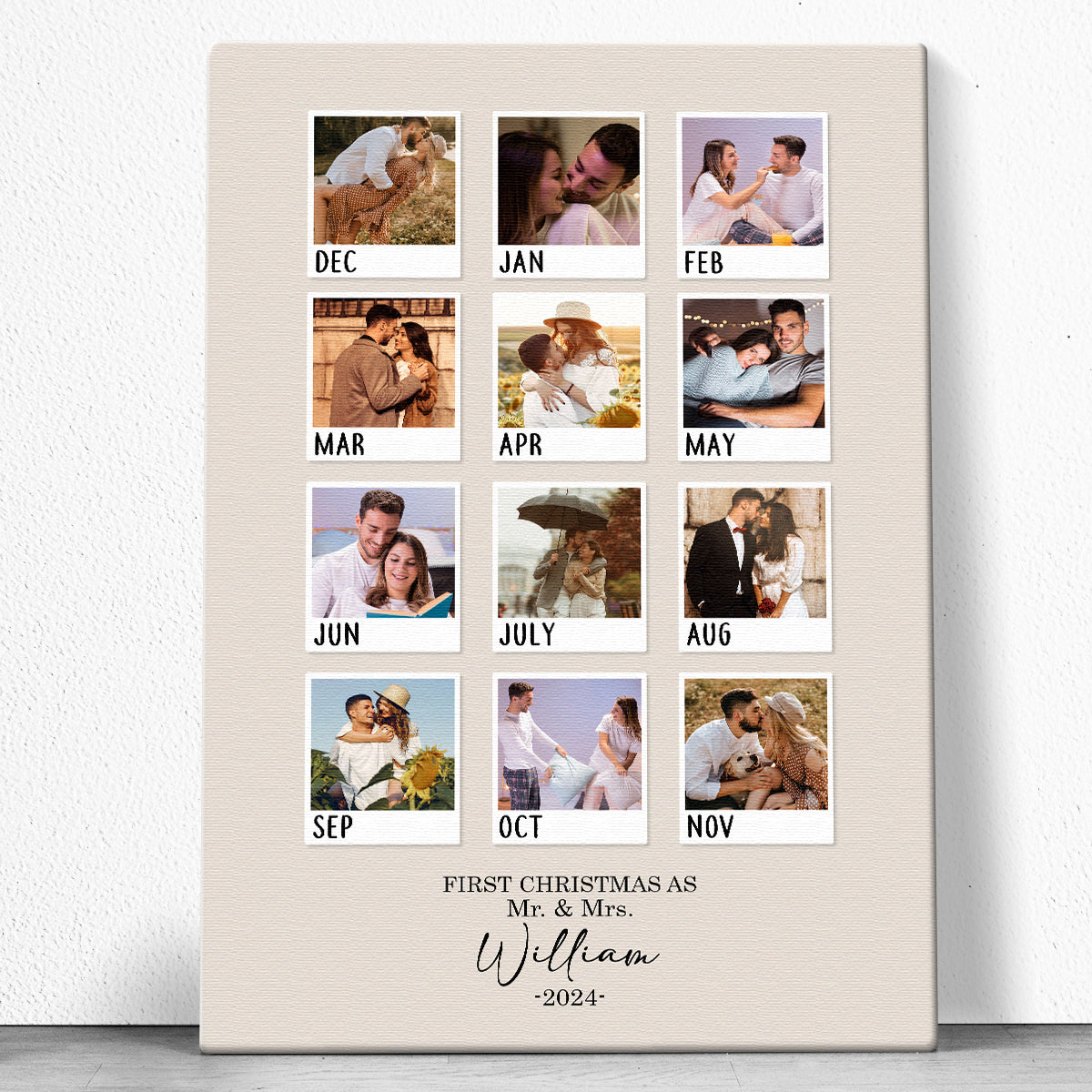 Personalized 'First Christmas As Mr & Mrs' Photo Canvas for Couples