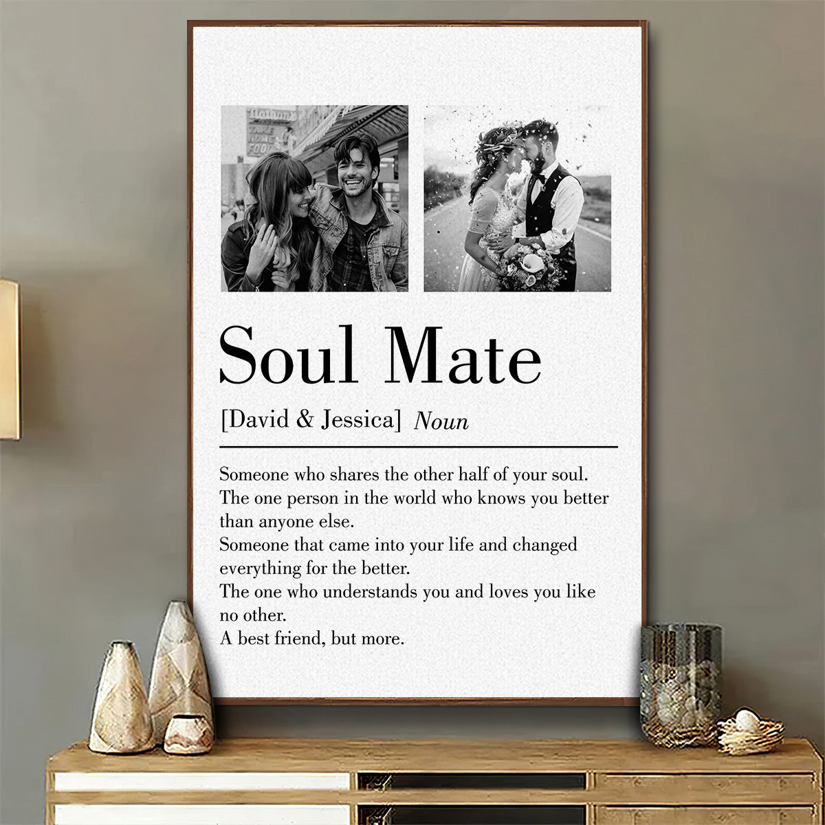Personalized 'Soul Mate' Canvas / Poster: Definition Art for Couples & Anniversaries
