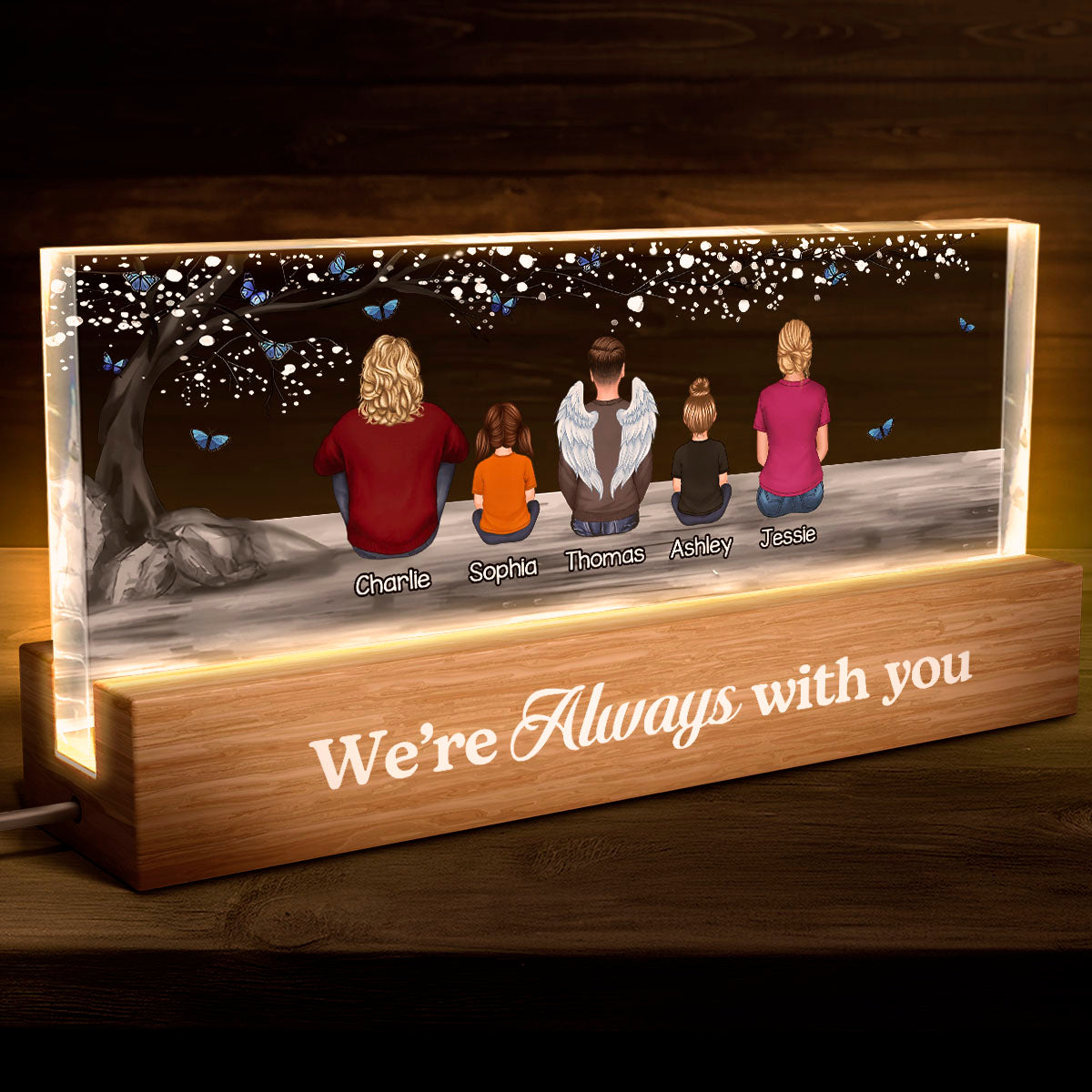 Personalized Family 'We're Always With You' Memorial For Loved One LED Night Light