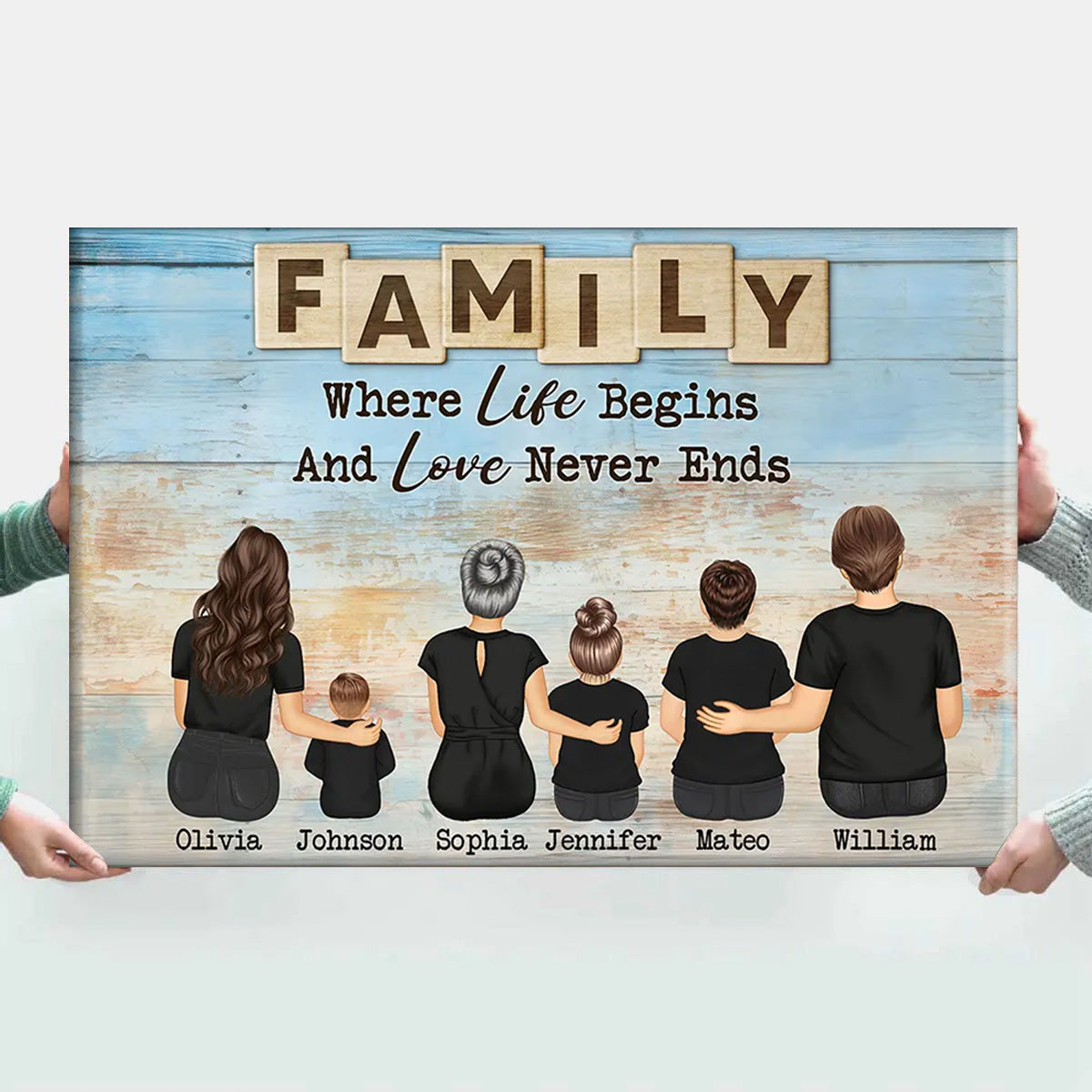 Personalized Family Canvas "Where Life Begins & Love Never Ends" Wall Art