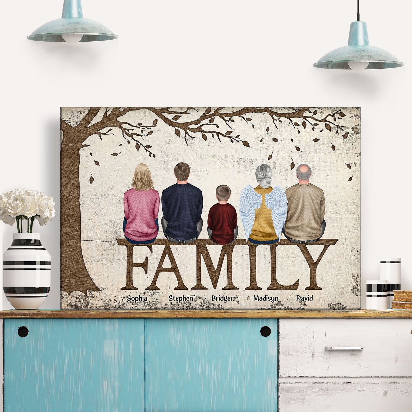 Personalized Family Canvas Wall Art - Custom Names & Memorial For Loved One Keepsake