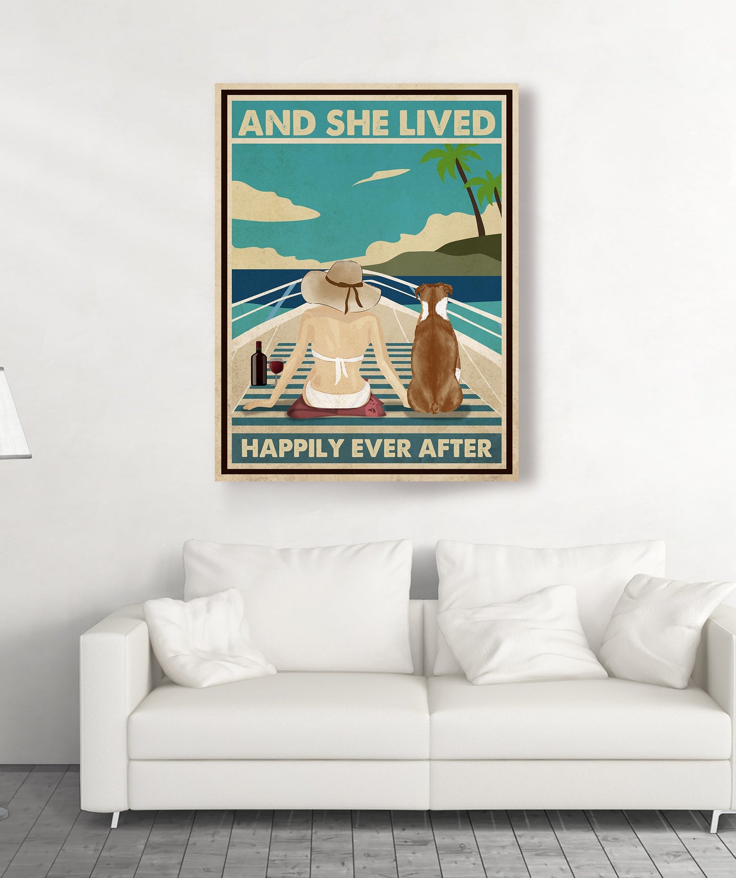 Personalized "Happily Ever After" Dog Mom Beach Canvas Wall Art