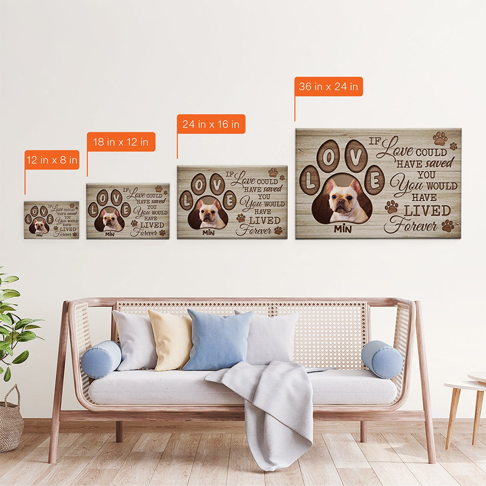 Heartfelt Pet Memorial For Loved One Canvas: 'If Love Could Have Saved You' Custom Photo Keepsake for Dog Lovers