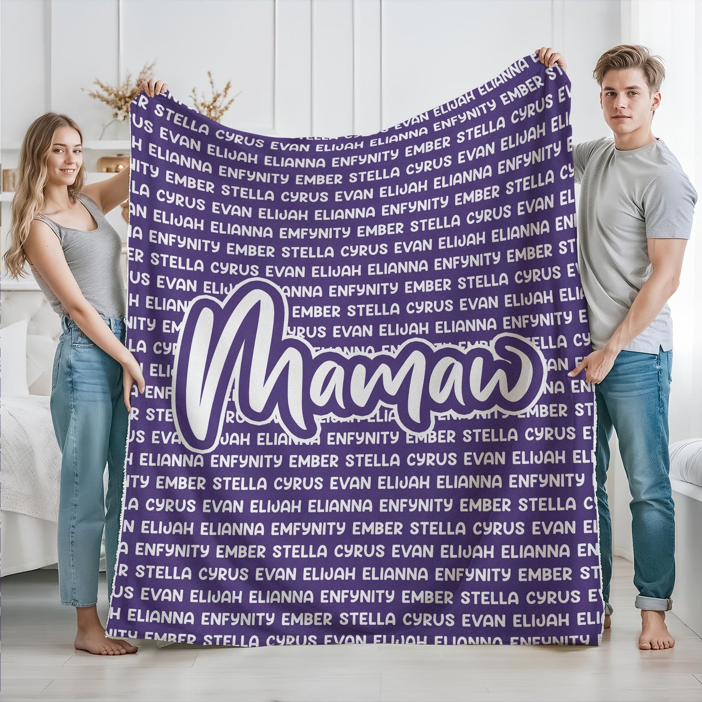 Personalized Mamaw Blanket with Names - Heartfelt Mother's Day Gift