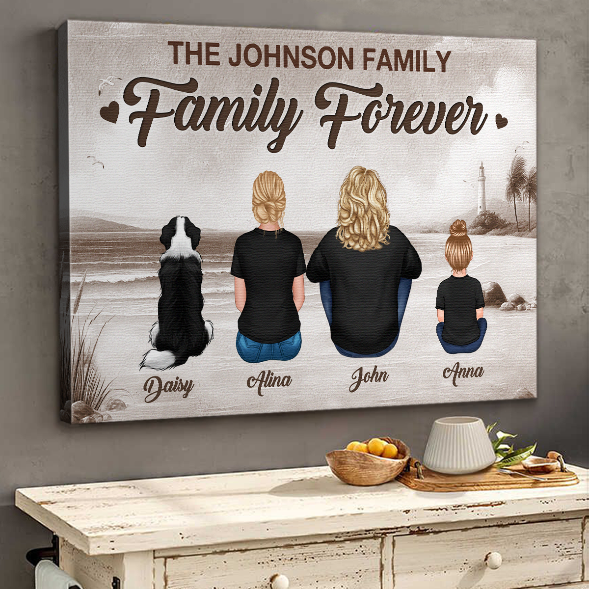 Personalized 'Family Forever' Canvas Wall Art - Custom Home Decor Gift