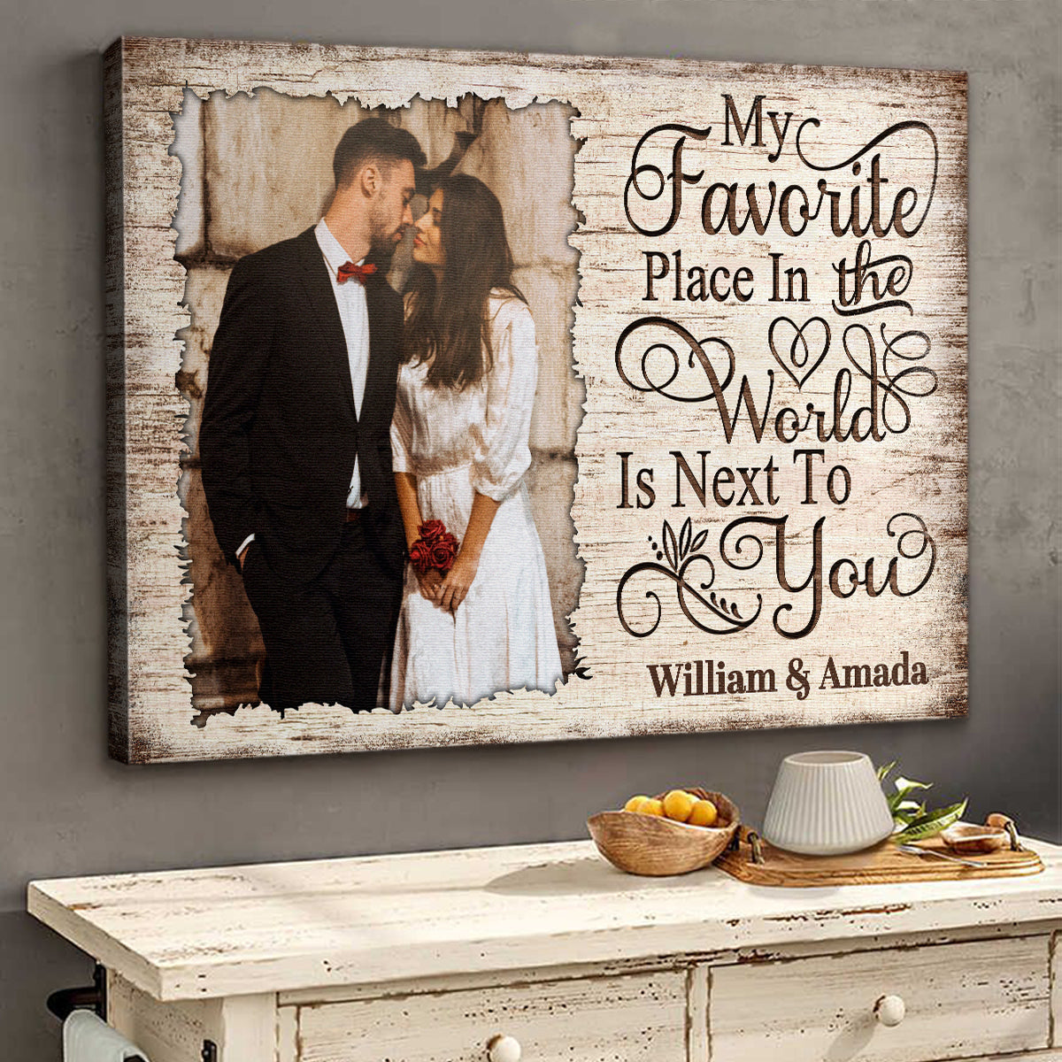 Personalized 'My Favorite Place Is Next To You' Custom Photo Canvas for Couples