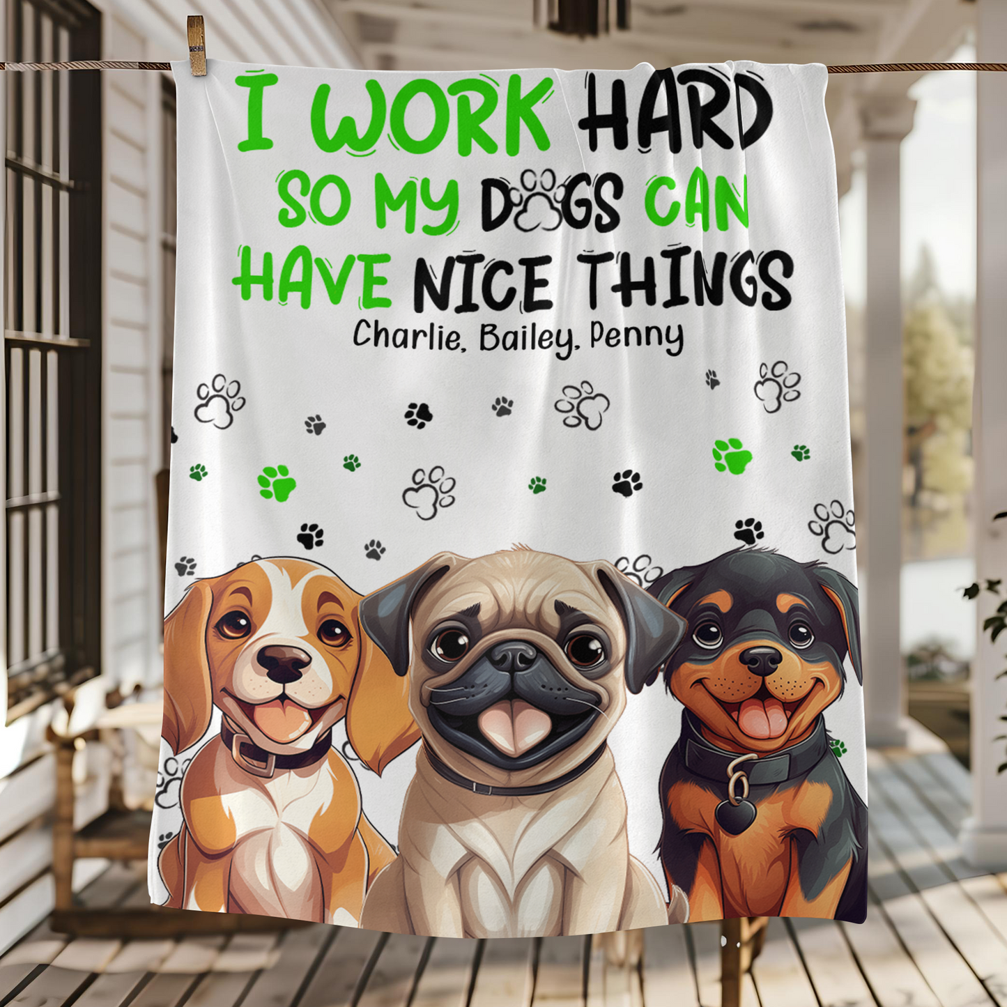 Personalized Dog Lover Blanket: 'I Work Hard So My Dog Can Have Nice Things' Gift