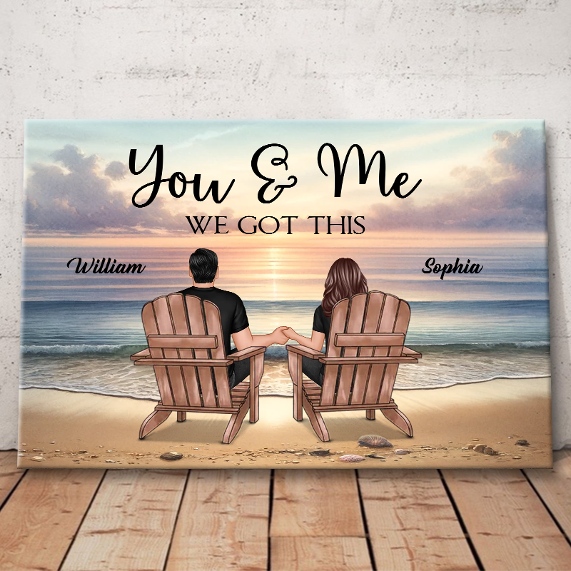 Personalized 'You & Me We Got This' Beach Couple Canvas Wall Art