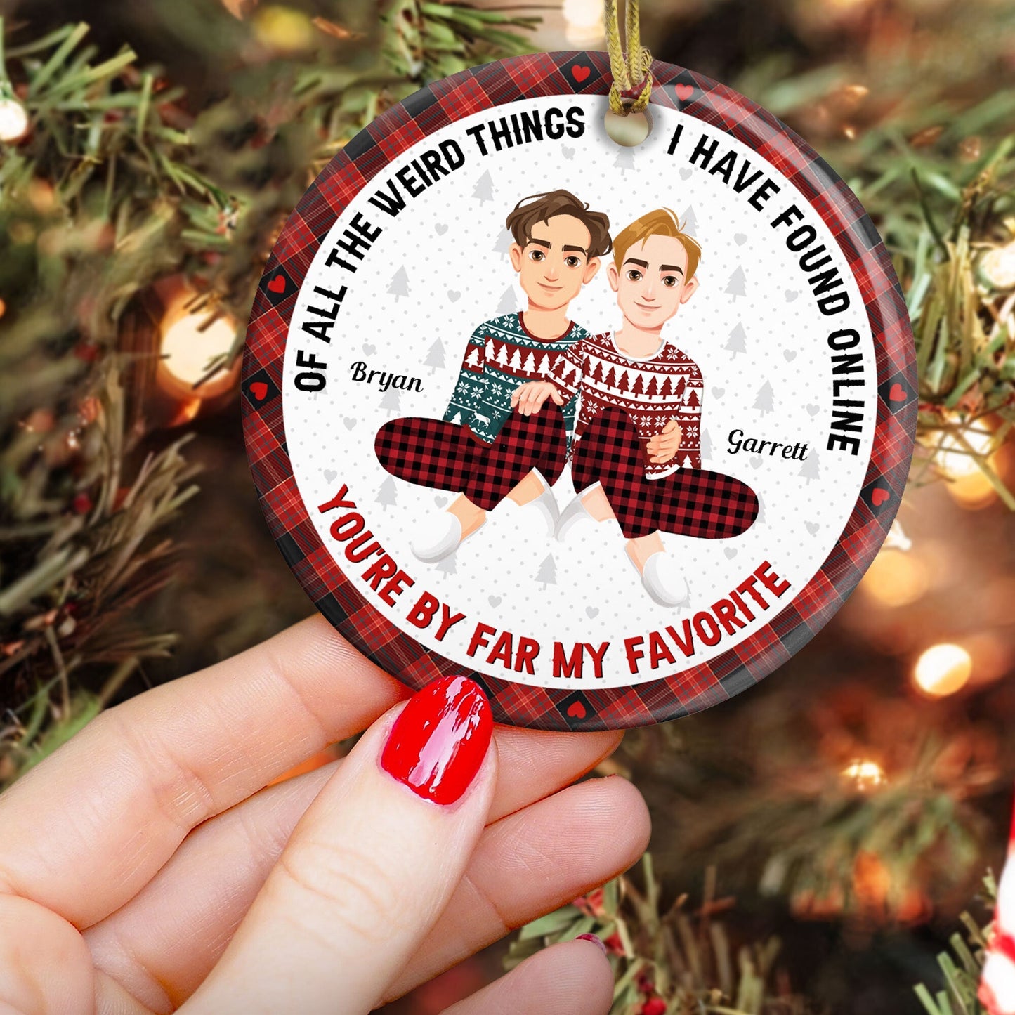 Personalized Funny Couple Christmas Ornament: 'You're By Far My Favorite'