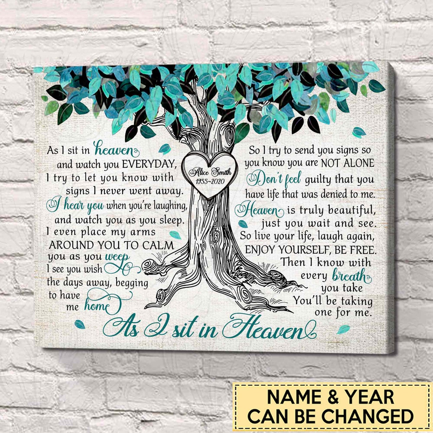 Heartfelt 'As I Sit In Heaven' Personalized Memorial For Loved One Canvas Wall Art