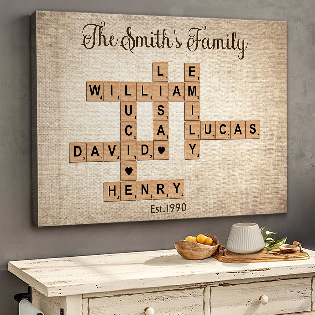 “The Family Ties” Crossword - Personalized Customized Canvas/ Poster