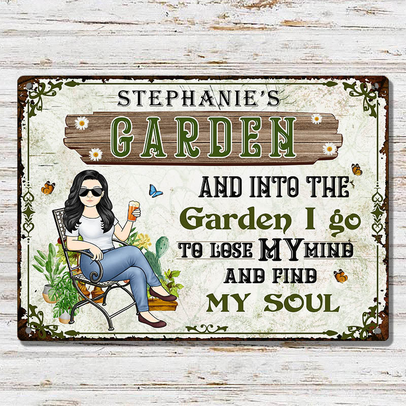 Custom "Into The Garden I Go" Personalized Metal Sign for Garden Lovers
