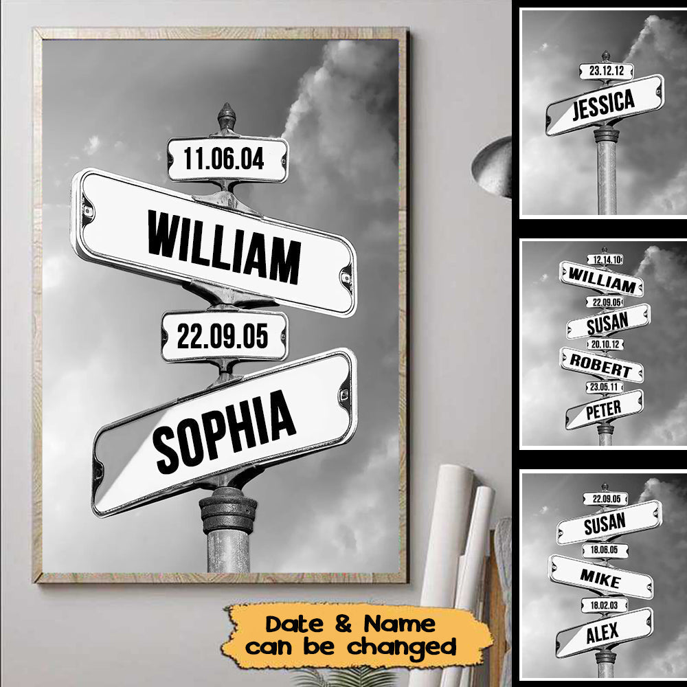 Personalized Family Birth Date Street Sign Canvas - Custom Wall Art