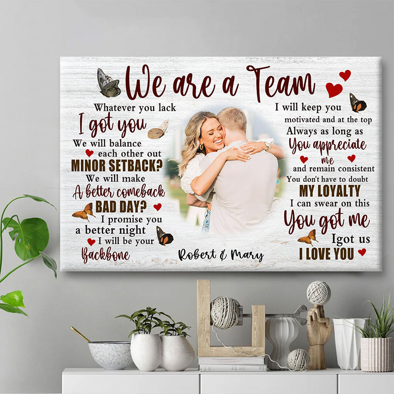 Personalized 'We Are A Team' Photo Canvas - Heartfelt Couple Gift Wall Art