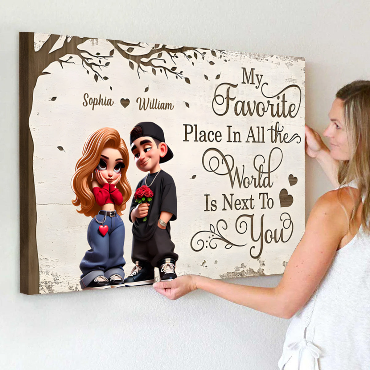 “My Favorite Place” Personalized Couple Canvas - Custom Romantic Wall Art Gift