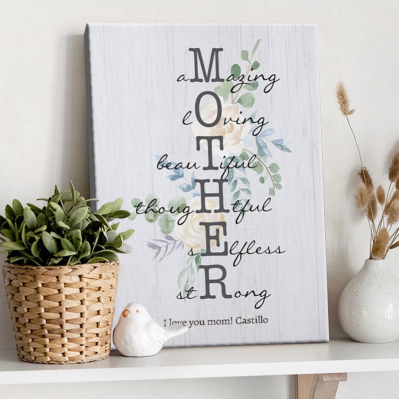 Custom 'MOTHER' Acrostic Canvas Art - Personalized Gift for Mom & Grandma