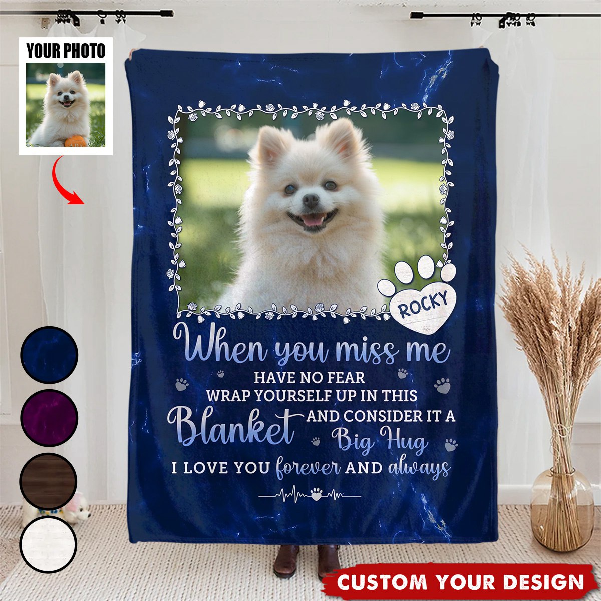 🐾 Custom Photo Blanket: A Big Hug From Me – Gift for Pet Lovers