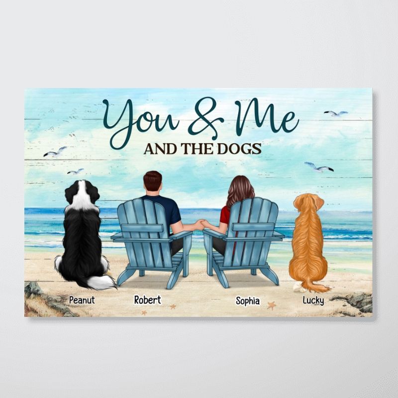 Personalized "You & Me AND THE DOGS" Beach Canvas for Couples & Dog Lovers