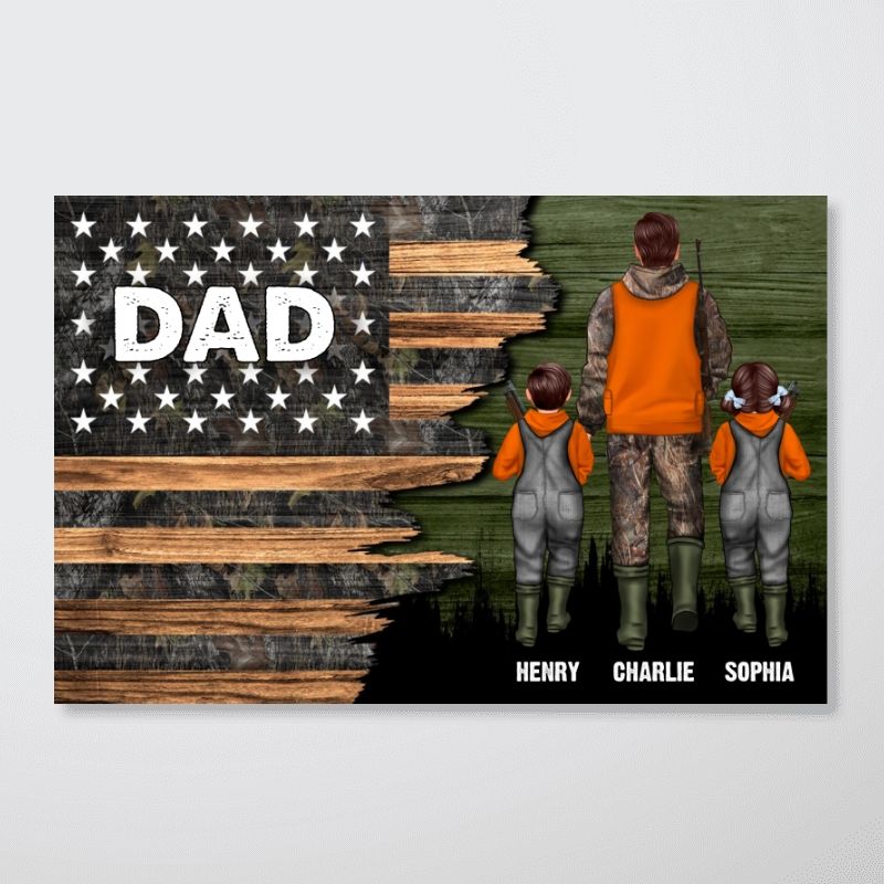 Custom "DAD" Hunting Flag Canvas - Personalized Father's Day Gift for Him