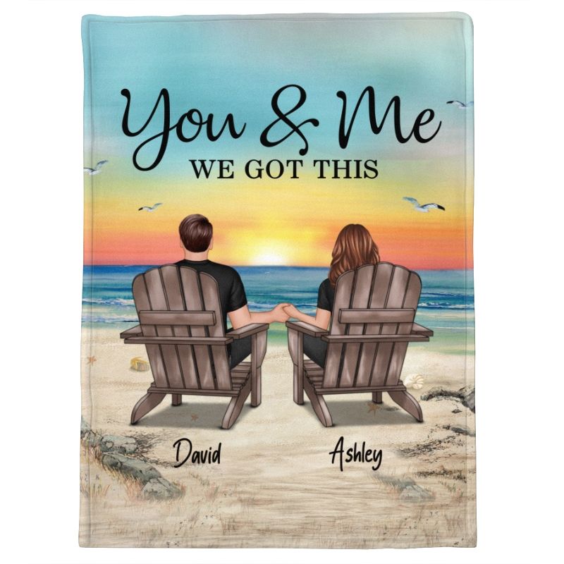 Heartfelt 'You & Me We Got This' Personalized Couple Beach Blanket