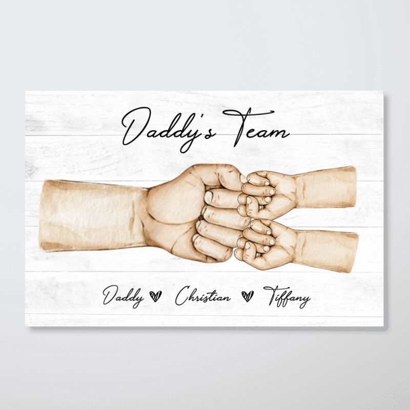 Personalized Daddy's Team Fist Bump Canvas for Dad: Father's Day Keepsake