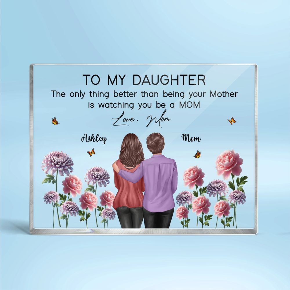 To My Daughter From Mom Happy Mother's Day Birth Flower Personalized Acrylic Block Plaque, Gift For Daughter
