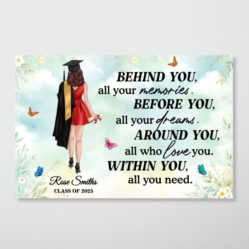 Custom Graduation Canvas Gift: 'Memories, Dreams & Love' For Grads