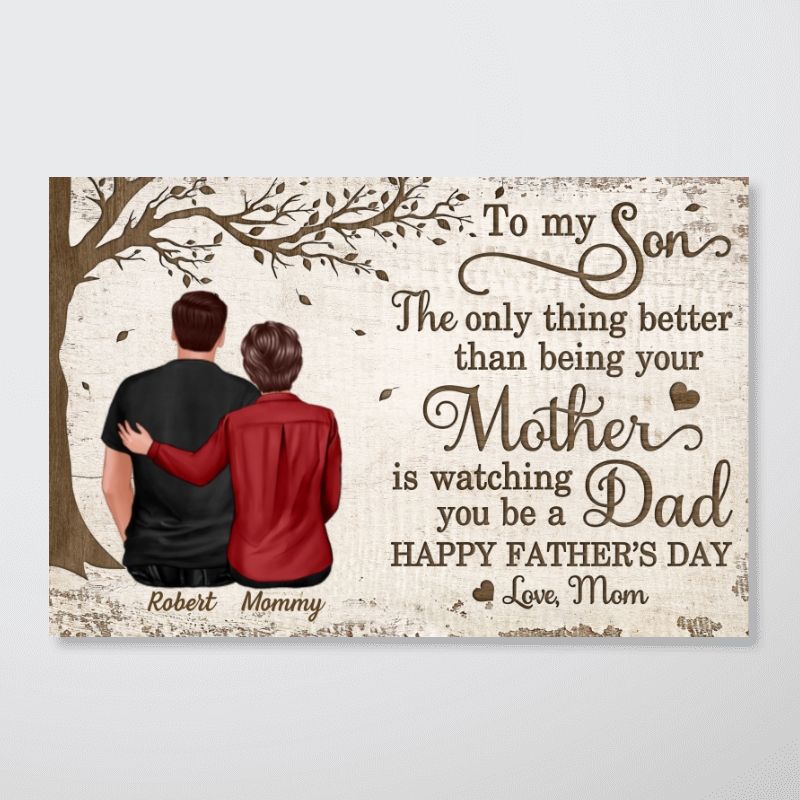 Custom Son Canvas from Mom: 'Watching You Be a Dad' Father's Day Gift