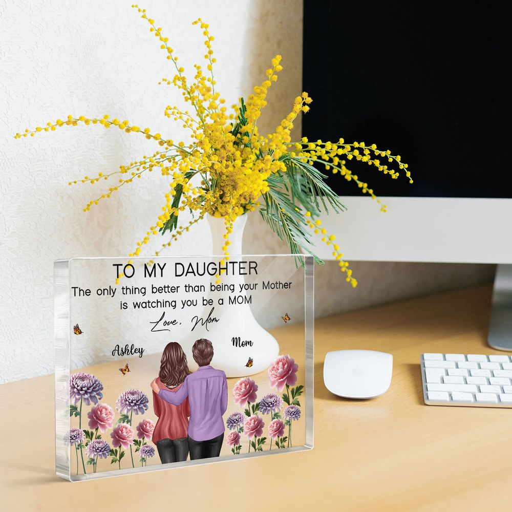 To My Daughter From Mom Happy Mother's Day Birth Flower Personalized Acrylic Block Plaque, Gift For Daughter