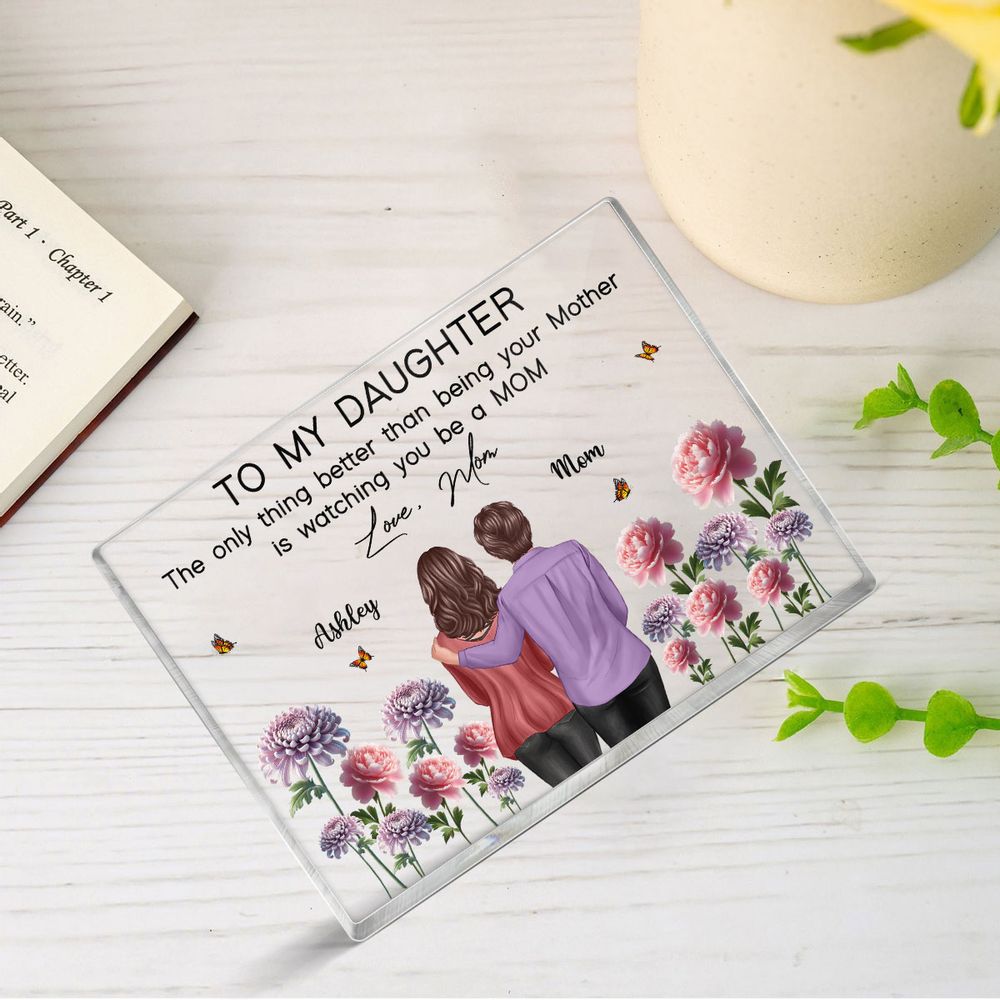 To My Daughter From Mom Happy Mother's Day Birth Flower Personalized Acrylic Block Plaque, Gift For Daughter