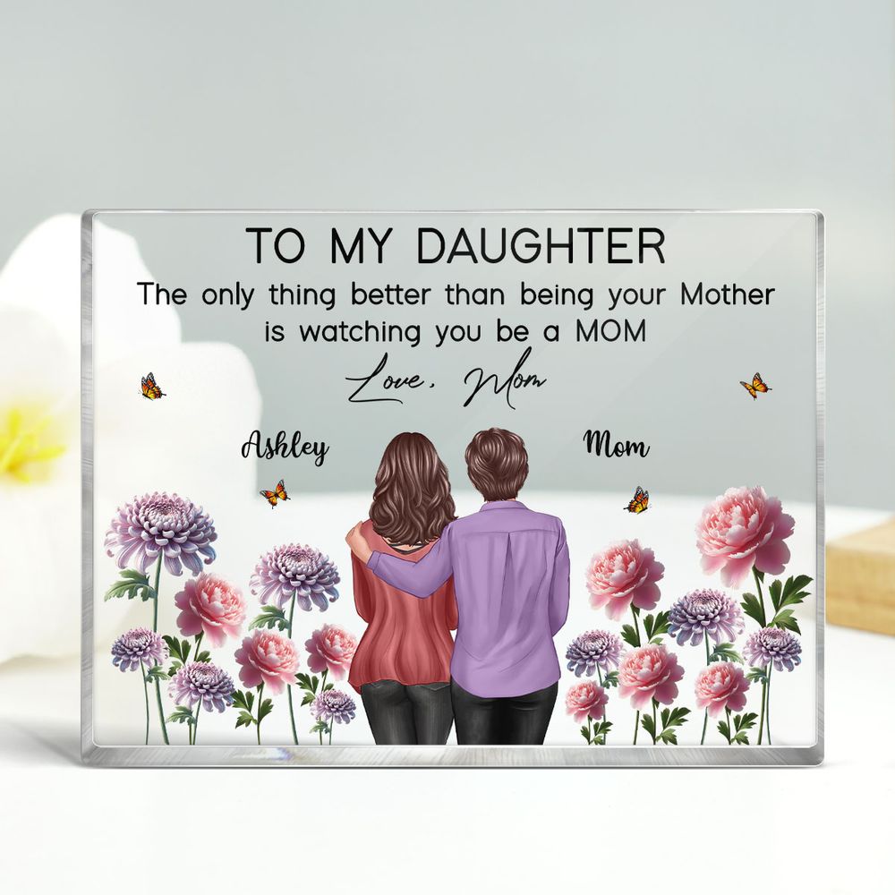 To My Daughter From Mom Happy Mother's Day Birth Flower Personalized Acrylic Block Plaque, Gift For Daughter