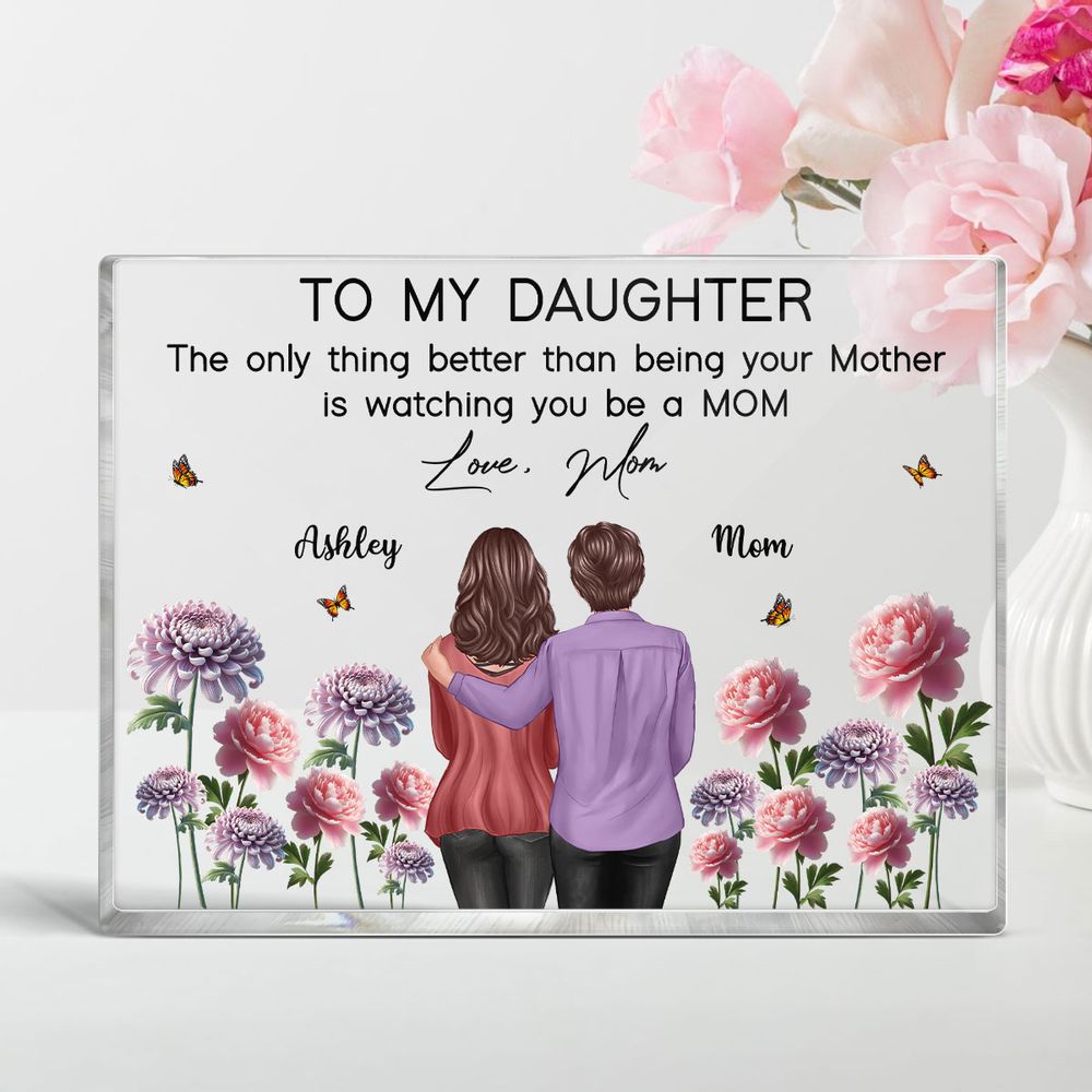 To My Daughter From Mom Happy Mother's Day Birth Flower Personalized Acrylic Block Plaque, Gift For Daughter