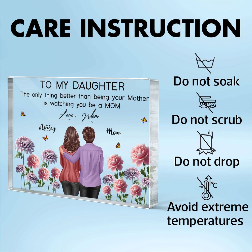 To My Daughter From Mom Happy Mother's Day Birth Flower Personalized Acrylic Block Plaque, Gift For Daughter