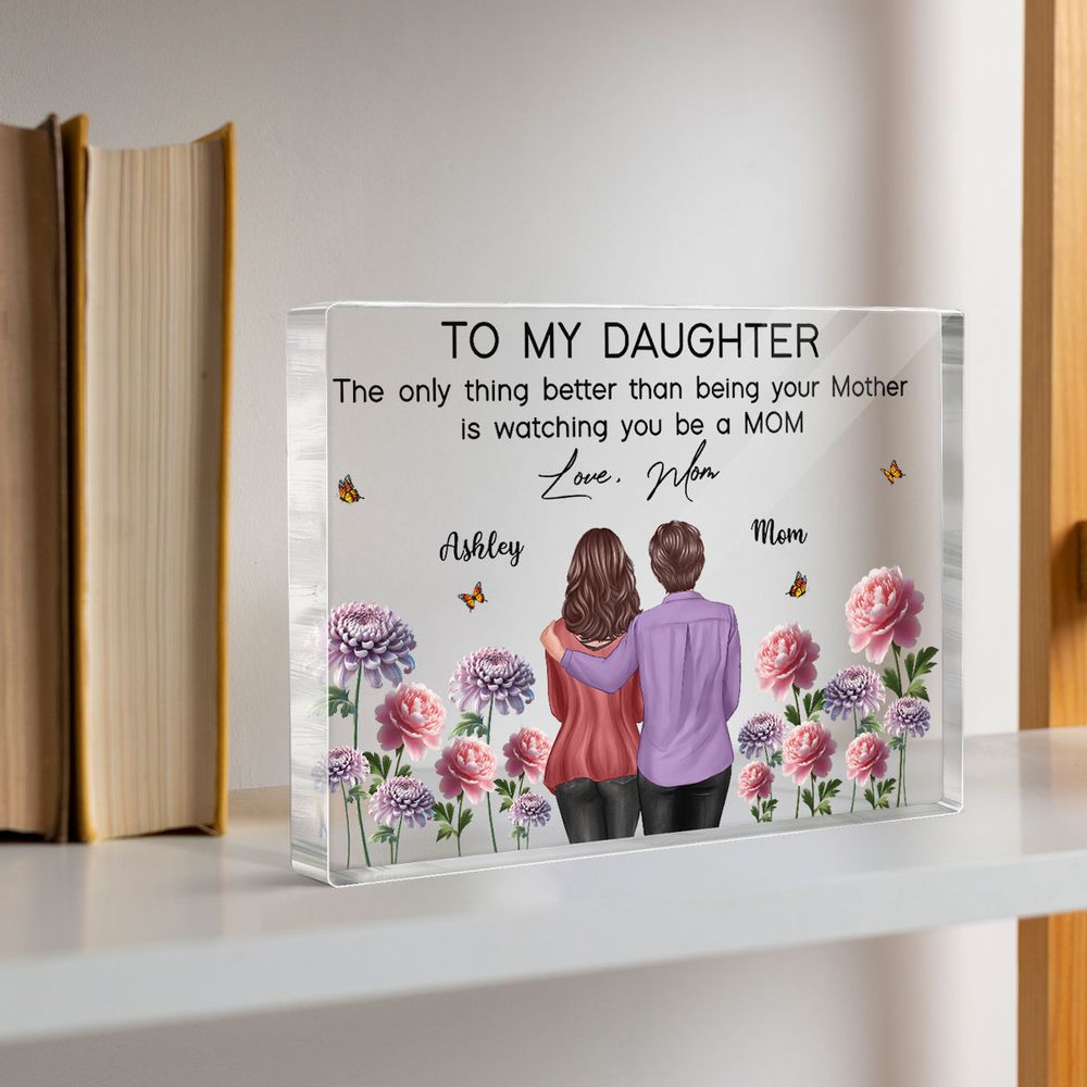 To My Daughter From Mom Happy Mother's Day Birth Flower Personalized Acrylic Block Plaque, Gift For Daughter