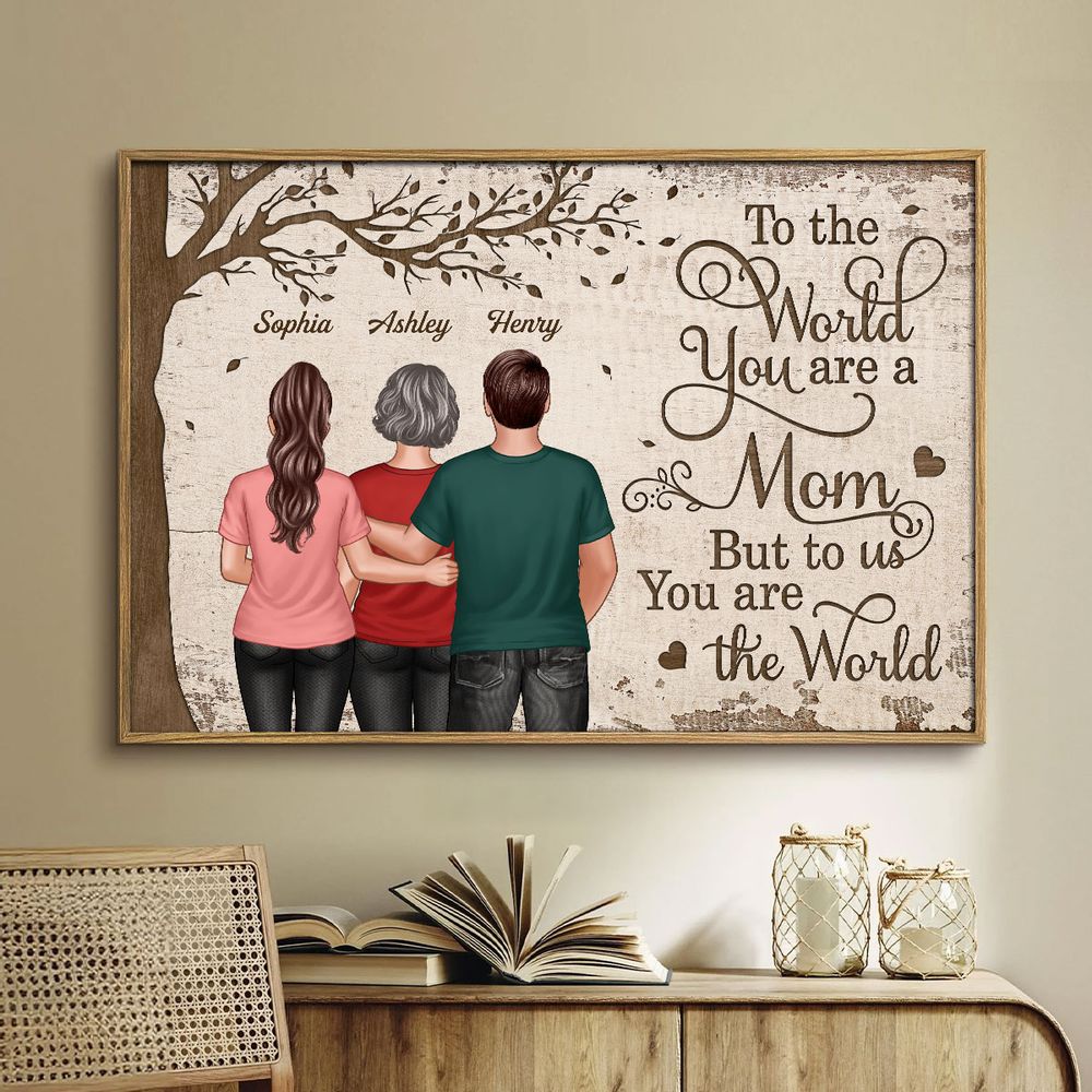 Heartfelt Personalized 'To the World You Are a Mom' Custom Canvas Gift