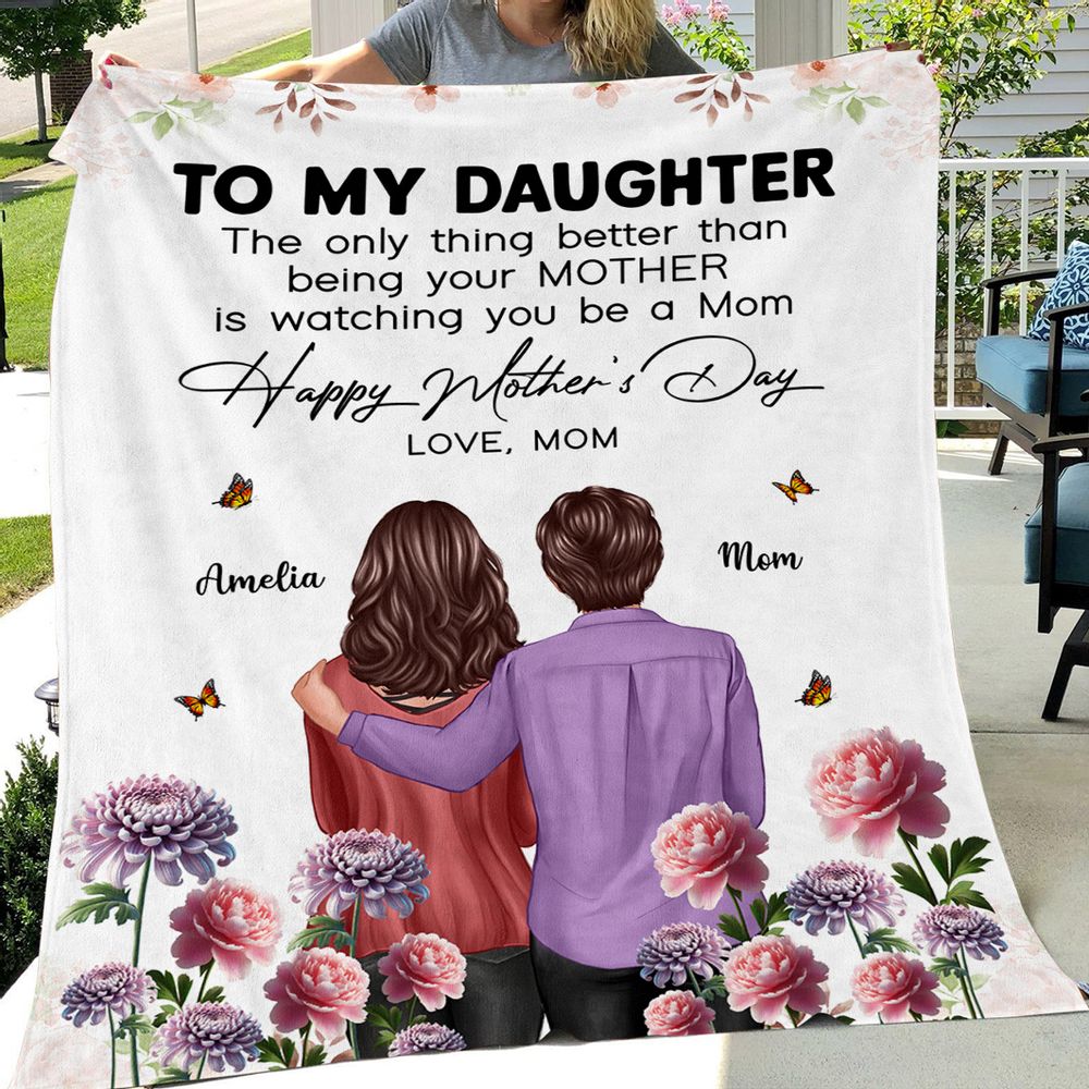 Personalized 'Watching You Be A Mom' Blanket - Mother's Day Gift for Daughter