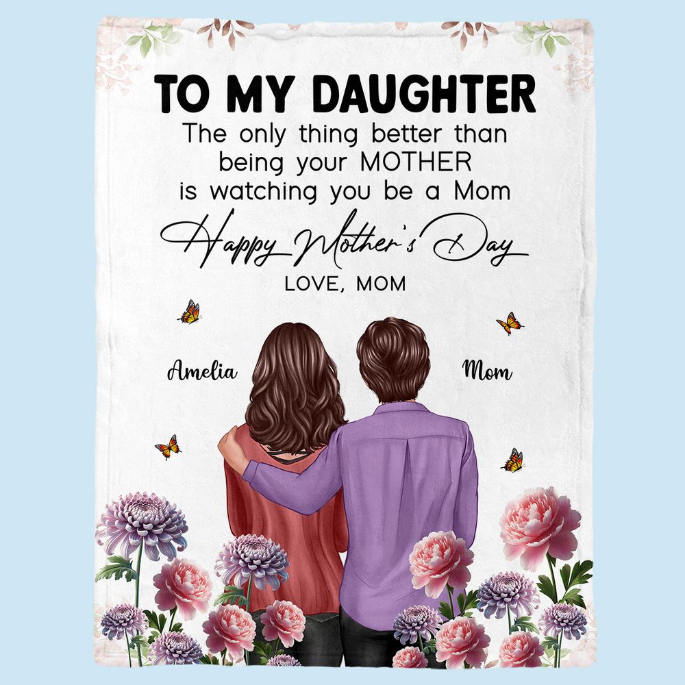 Personalized 'Watching You Be A Mom' Blanket - Mother's Day Gift for Daughter