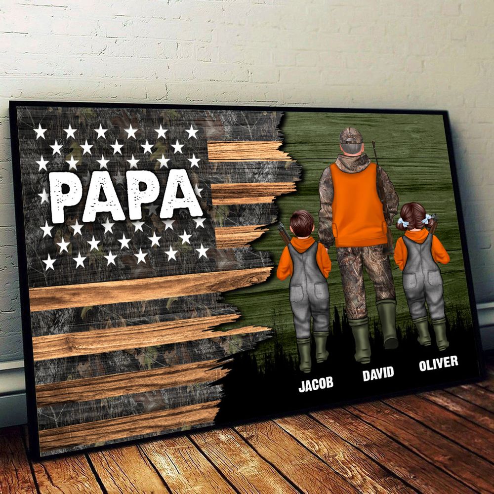 Custom "DAD" Hunting Flag Canvas - Personalized Father's Day Gift for Him