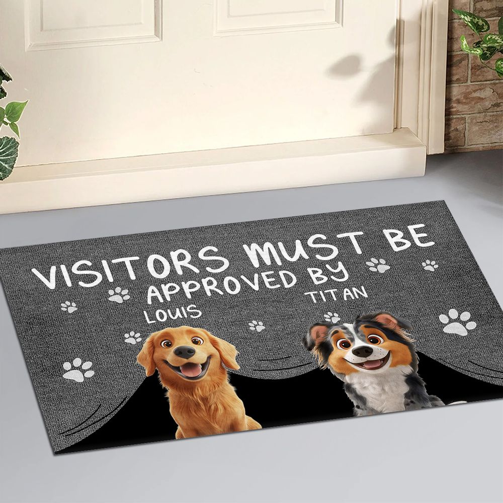 Approved By Dog Cartoon - Personalized Custom Doormat