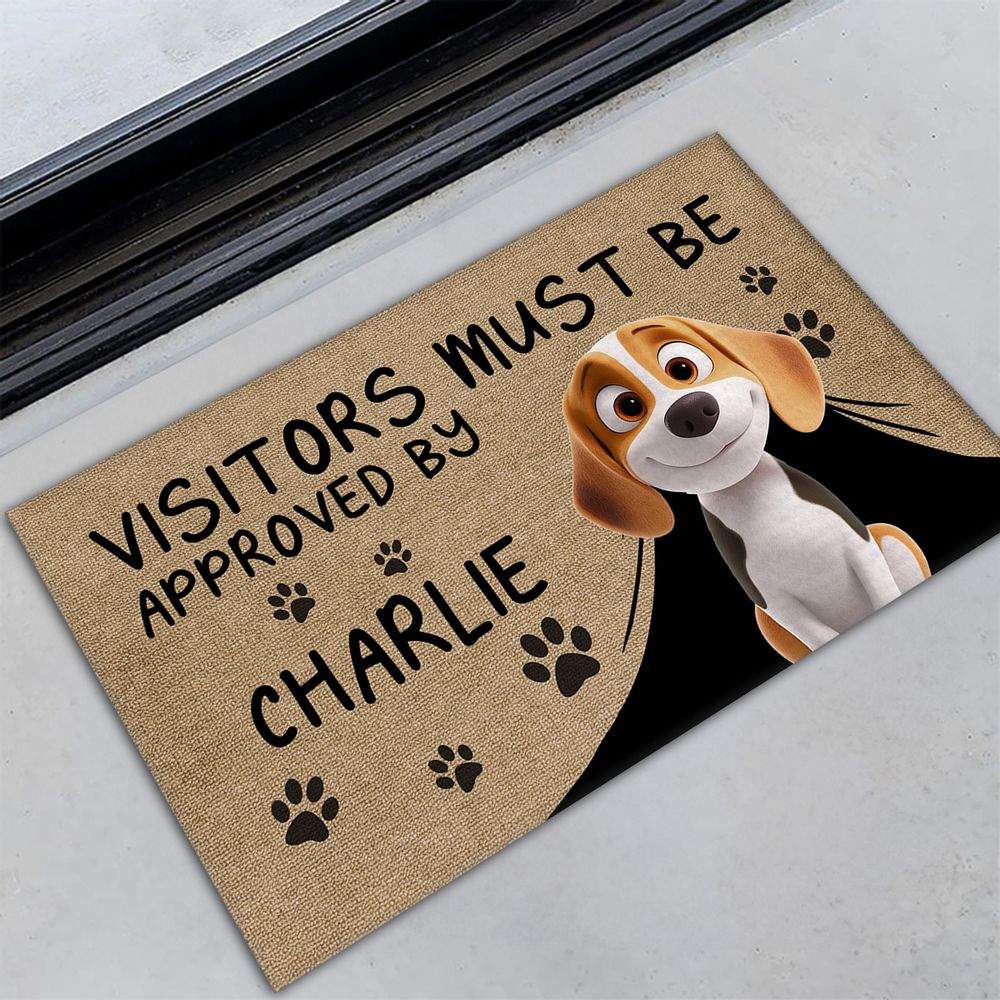 Approved By Dog Cartoon - Personalized Custom Doormat