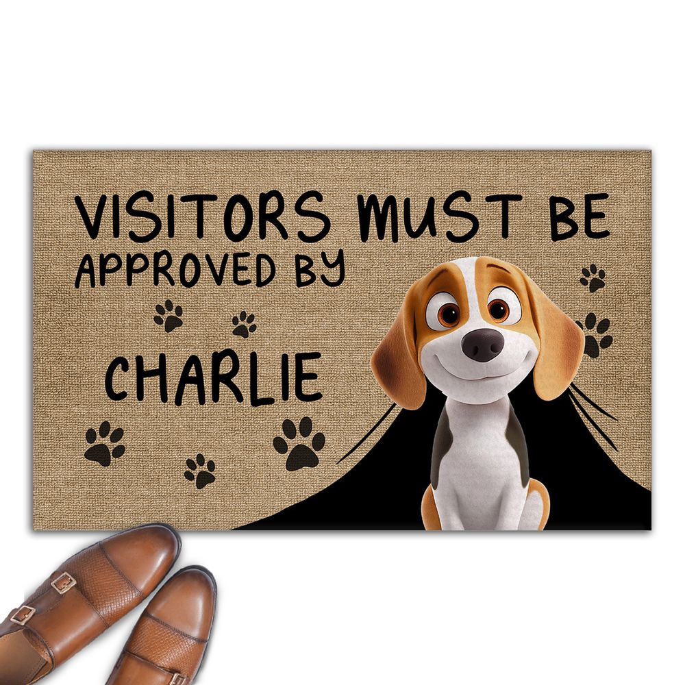 Approved By Dog Cartoon - Personalized Custom Doormat