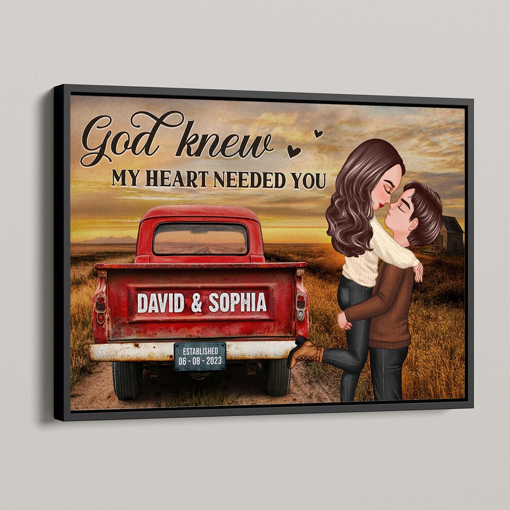 Personalized 'God Knew My Heart Needed You' Couple Anniversary Canvas / Poster