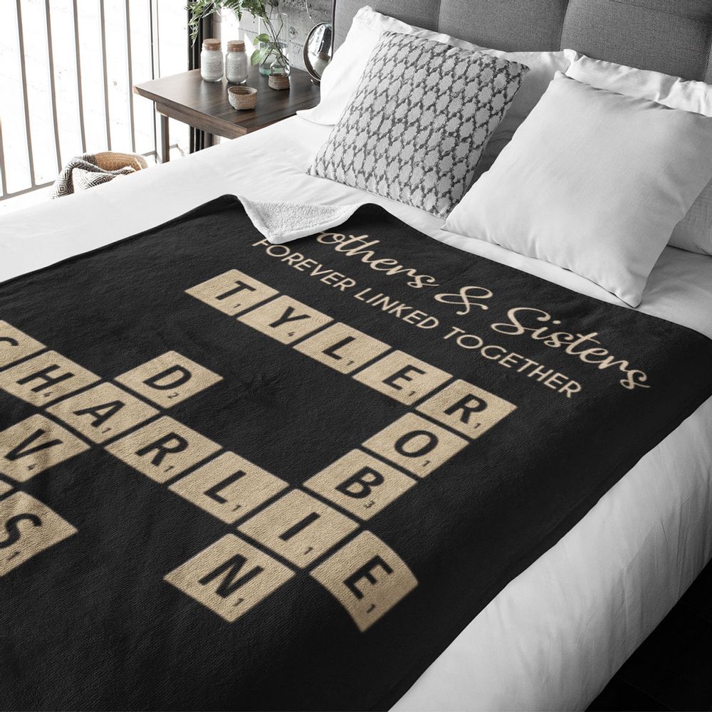 Personalized Siblings Crossword Blanket - Gift for Brothers & Sisters
