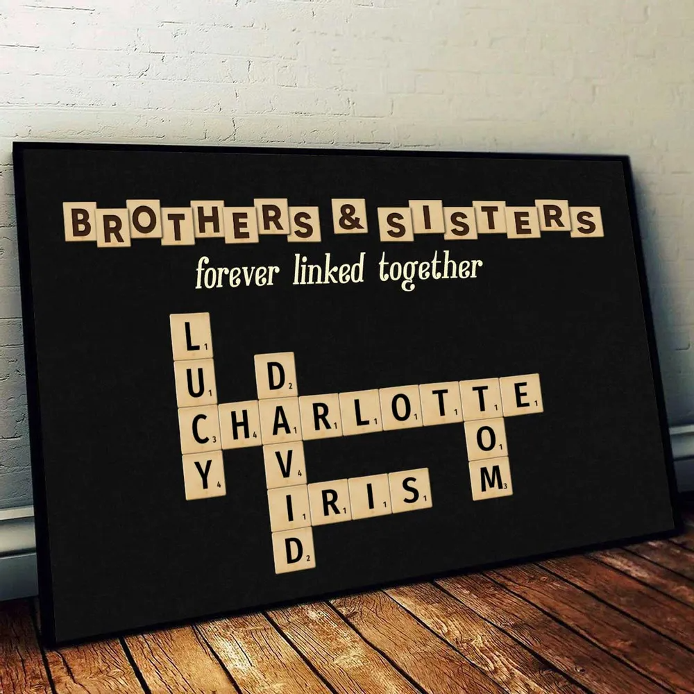 Personalized Crossword Canvas: 'Love Between Brothers & Sisters Is Forever'