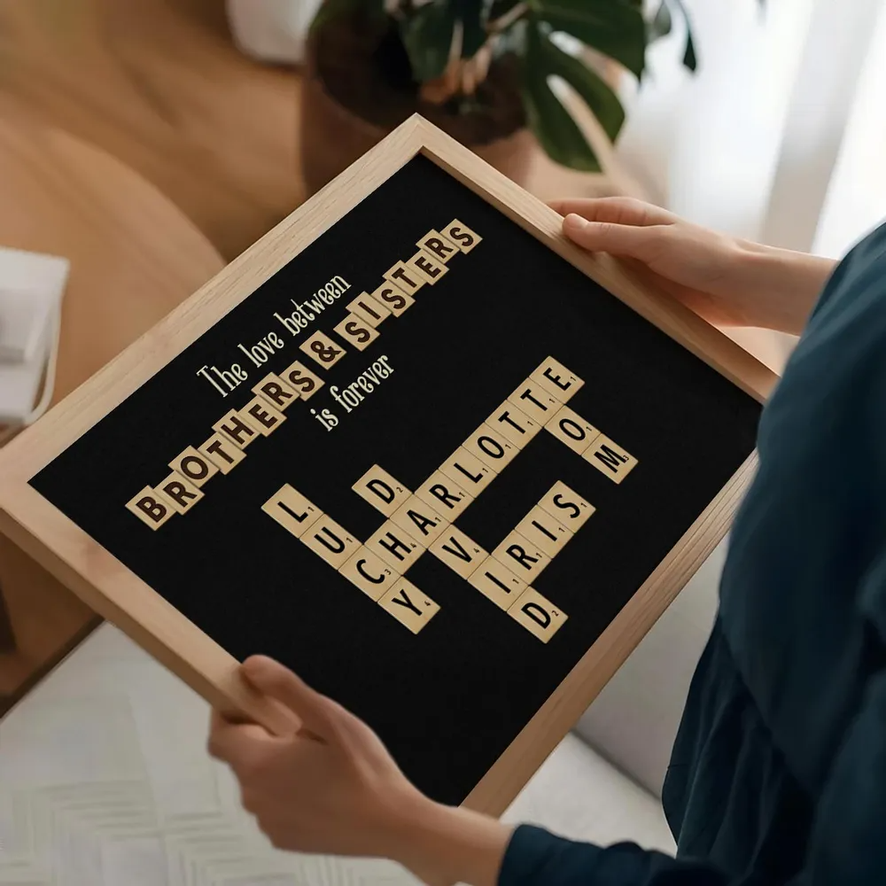 Personalized Crossword Canvas: 'Love Between Brothers & Sisters Is Forever'