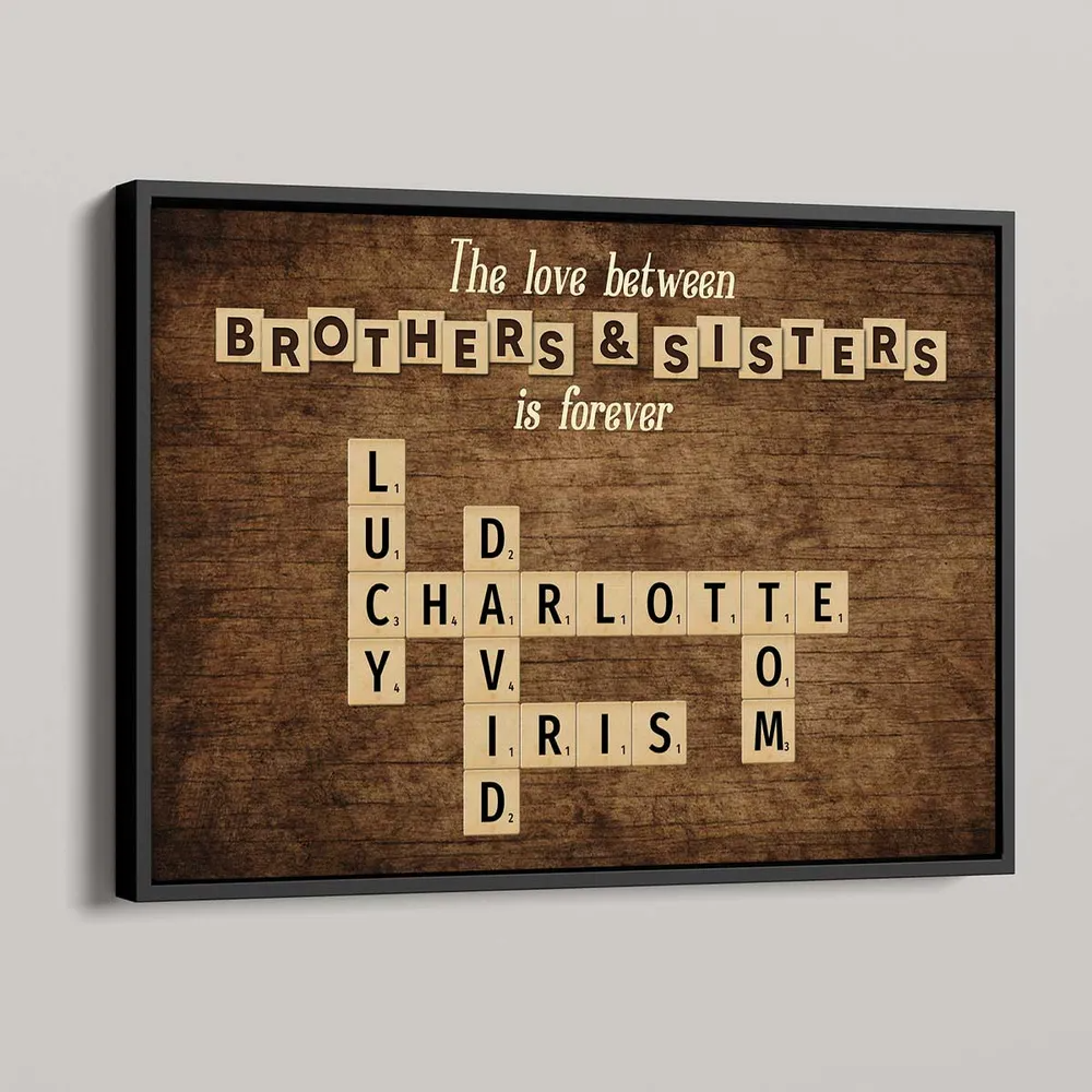 Personalized Crossword Canvas: 'Love Between Brothers & Sisters Is Forever'